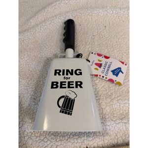 Wembley Classic Cowbell Ring For Beer Novelty Hand Bell White Black Handle NEW